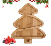 Wooden Christmas Plate, Wooden Christmas Tableware Tray - Innovative Christmas Serving Trays Christmas Food Tray - Reusable Christmas Tree Plates, Wooden Plate for Gala