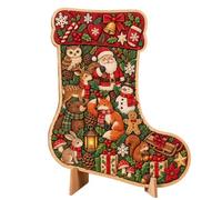 Wooden Christmas Puzzle - Festive Decor with Stand | Natural Wood Gingerbread Man Design Assembly Toy Cute Holiday Keepsake Jigsaw Puzzle for Family Gatherings Decor