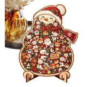 Wooden Christmas Puzzle - Snowman Tree Design, Funny Holiday Home Decor | Festive Jigsaw Game for Adults and Kids | Timber Pieces, Seasonal Illustration, Brain Activity, Family Night, Table Display