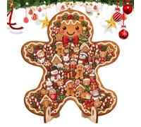 Wooden Christmas Puzzles - Seasonal Jigsaw Decor With Stand, Holiday Puzzle | Holiday Puzzle Toys for Teens Adults Collectors Families Gatherings Office Home Living Room Bedroom Study Apartment