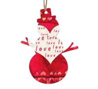 Wooden Christmas Red Hearts Love Print Ornaments,Xmas Tree Decorations,4 Designs-Angel,Xmas Tree,Snowman,Bell