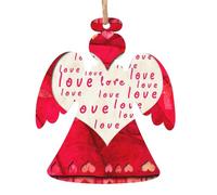 Wooden Christmas Red Hearts Love Print Ornaments,Xmas Tree Decorations,4 Designs-Angel,Xmas Tree,Snowman,Bell