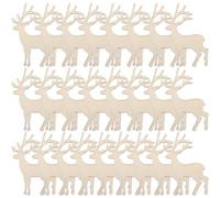 Wooden Christmas Reindeer Cutouts 25pcs Unfinished Elk Wood Slices Natural Wood Slices for Diy Crafts Embellishment