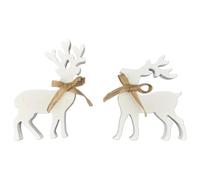 Wooden Christmas Reindeer Figurine - Wooden Standing Reindeer Centerpiece | Wood Reindeers Figurine Deer | White Wood Reindeers Figurine | Deer Desk Statues For Home, Living Room, Bedroom