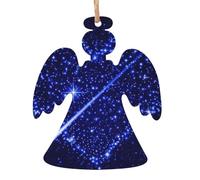 Wooden Christmas Shooting Star Heart Print Ornaments,Xmas Tree Decorations,4 Designs-Angel,Xmas Tree,Snowman,Bell