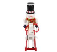 Wooden Christmas Snowman Nutcracker Ornament, White Traditional Handcrafted