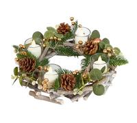 Wooden Christmas Tea Light Holder Wreath Lantern Candle Holder