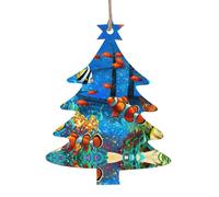 Wooden Christmas The Underwater World Tropical Fish Print Ornaments,Xmas Tree Decorations,4 Designs-Angel,Xmas Tree,Snowman,Bell