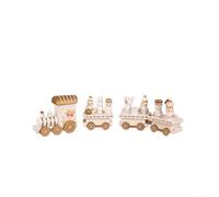 Wooden Christmas Train Featuring Joyful Designs A Fun Decorative Piece for Holidays (Whiteyig)