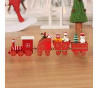 Wooden Christmas Train, Mini Wood Train Santa Claus/Snowman/Bear Decorations Party For Christmas Showcase Window Desktop Decoration(Red)
