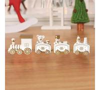 Wooden Christmas Train, Mini Wood Train Santa Claus/Snowman/Bear Decorations Party For Christmas Showcase Window Desktop Decoration(White)