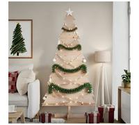 Wooden Christmas Tree 180 cm Natural Solid Pinewood Rustic Holiday Decor Indoor