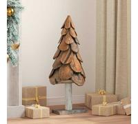 Wooden Christmas Tree 61 cm Solid Teak Brown Rustic Indoor/Outdoor Warm Decor
