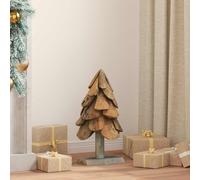 Wooden Christmas Tree 61cm Solid Teak Brown Rustic Indoor Outdoor Decor Handmade