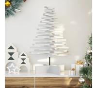 Wooden Christmas Tree 80cm White Solid Pinewood Rotating Branches Rustic Indoor