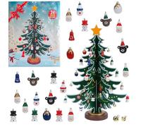 Wooden Christmas Tree Advent Calendar 2025,24 Days Christmas Countdown Calendar Wooden Tree With Miniature Ornaments,Tabletop DIY Mini Tree For Xmas Desk Decoration Or Gift