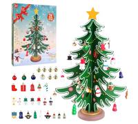 Wooden Christmas Tree Advent Calendar 2025, Wooden Mini Tabletop Christmas Tree 24 Days Countdown Advent Calendar Desk Decoration for Girls Boys Kids
