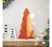 Wooden Christmas Tree Brown Solid Pinewood 69.5cm Indoor Stand