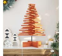 Wooden Christmas Tree Brown Solid Pinewood 80cm Rotating Branches DIY