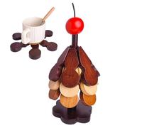 Wooden Christmas Tree Coasters, Pack of 3, Foldable Coasters