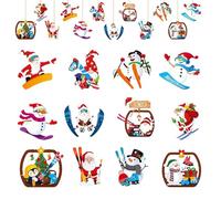 Wooden Christmas Tree Decoration 24 Pcs Snowman Santa Claus Wooden Baubles Wooden Hanging Pendant for Christmas Party Supplies