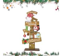 Wooden Christmas Tree Decoration - Rustic Farmhouse Tabletop Ornament | Holiday Table Centerpiece Scene Accessories For Mantle, Shelf, Fireplace, Desktop, Desk, Tiered Tray & Home Festive Decor