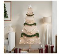 Wooden Christmas Tree natural 150cm Solid Pinewood Rustic Holiday Decor for Home