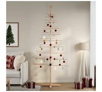 Wooden Christmas Tree Natural 210cm Solid Pine & Bamboo DIY Rustic XL SpaceSaver