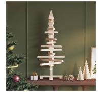 Wooden Christmas Tree Natural 90cm Solid Pine DIY Unfinished Adjustable Branches