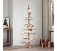 Wooden Christmas Tree Natural Pinewood 180 cm DIY Unfinished Stand Indoor