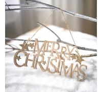 Wooden Christmas Tree Ornament Set - Shiny Star-Shaped Hanging Decoration Having Merry Script Lettering Natural Wood Finish 22x9.5cm/15x6cm/20x7cm Sizes Holiday Home Tree Decor(Style A, Large Size)