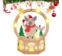 Wooden Christmas Tree Ornaments,Lighted Holiday Decor,Decorative Christmas Ornament - for Front Door Office Wreath Staircase Window Sill Mantel Wall Living Room Study Bedroom Nightstand