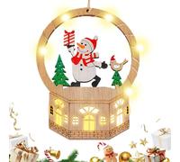 Wooden Christmas Tree Ornaments - Seasonal Decoration with LED Light | Festive Pendant Ornament,for Front Door Wreath Office Living Room Bedroom Staircase Window Sill Mantel Wall Dressing Table Nights