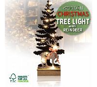 Battery Powered Wooden Christmas Tree Light Effect Netagon Light Beige One Size