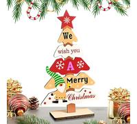 Wooden Christmas Tree - Rustic Wooden Table Tree with Ornaments, Holiday Decor - Centrepiece | Exquisite Christmas Table Decoration, Freestanding Small Christmas Tree for Living Room Coat Window Sills