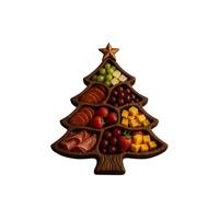 Wooden Christmas Tree Serving Tray with Multilayer Designs Dishwasher Safe Platter Charcuteries Board for Cheese Christmas Tree Wooden Serving Plate