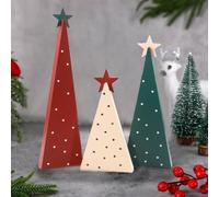 Wooden Christmas Tree Sign with Star - Three Sizes, Table Top Christmas Tree Decor for Home & Party - Xmas Holiday Decor