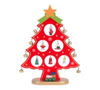 Wooden Christmas Tree, Table Top Christmas Trees, Small Xmas Trees with Little Wooden Ornaments, Mini Xmas Tree for Office Desk Decorations Red