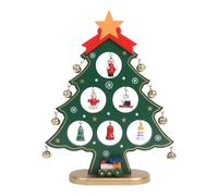 Wooden Christmas Tree, Table Top Christmas Trees, Small Xmas Trees with Little Wooden Ornaments, Mini Xmas Tree for Office Desk Decorations Green