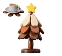Wooden Christmas Tree Trivet, Tree Coaster For Hot Dishes, Non Slip Insulation Trivet, Hot Pot Holder For Dinner Drink Beverage Cup Counter Countertops Pans