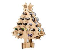 Wooden Christmas Tree Wine Rack Storage Rack, 40cm Festive Wine Bottle Display, Comes with Mini Wine Rack and Countdown Tree Gift (Christmas tree shape)