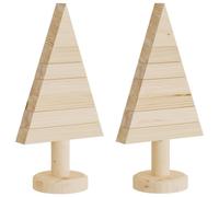 vidaXL Wooden Christmas Trees Xmas Tree 2 pcs for Decoration Solid Wood Pine