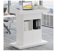 Wooden Church Pulpit Podium Stand with Storage Shelf, Office Multimedia Lectern for Conferences, Debates, Restaurants & Schools - Durable, Elegant Design