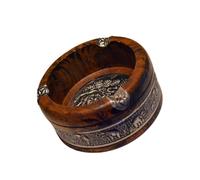 Wooden Cigarette Ashtray with Elephant Pattern Vintage Coffee Finish