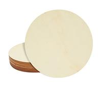 Wooden Circle, 10 Pack 20.3 cm/ 8 in Unfinished Blank Wood Cutout Slices for Crafts, Round Wooden Discs for DIY Coasters, Art Projects, Wood Burning, Engraving