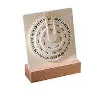 Wooden Circular Calendar, Manual Rotatable Disks Calendar with Wooden Base,Month W ay Display Wheel Calendar for Home Office(Beige)
