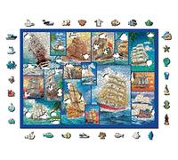 Wooden.City 1000 +10 Piece Wooden Puzzle Sailing Ships - Wooden Jigsaw Puzzles For Adults & Teenagers - Colorful Ship Jigsaw Puzzles With Unusual & Unique Hidden Animal-Shaped Wood Pieces - Puzzle