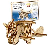 WOODEN.CITY 3D Puzzles - Wooden Model Kits for Adults - Biplane, Difficulty Level 2/5, Assembly Time 2 Hours, Made in EU - Wooden Puzzles for Adults