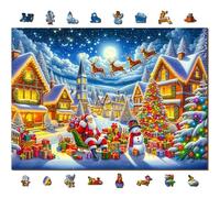 WOODEN.CITY Christmas Wooden Jigsaw Puzzle 1000 Pieces for Adults - Festive Winter Scene, Engaging and Challenging Jigsaws, Unique Puzzle Gift for Adults & Families (Santa's Joyful Journey)