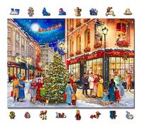 WOODEN.CITY Christmas Wooden Jigsaw Puzzle 1000 Pieces for Adults - Festive Winter Scene, Engaging and Challenging Jigsaws, Unique Puzzle Gift for Adults & Families (Christmas Street)